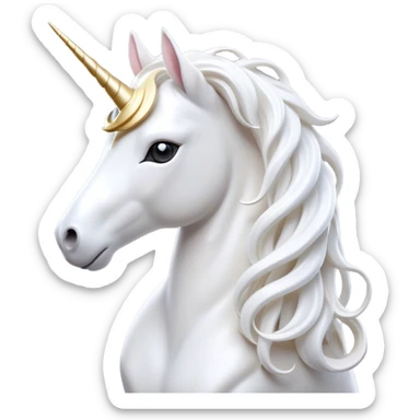 cinematic-beautiful-white-unicorn-emoji,-poised-and-regal,-with-a-slender,-ethereal-form-draped-in-a-pristine-white-color,-a-flowing-mane-and-tail,-and-a-white,-spiraled-horn-that-radiates-pure-light,-simplified-yet-sharp-and-majestic,  sticker