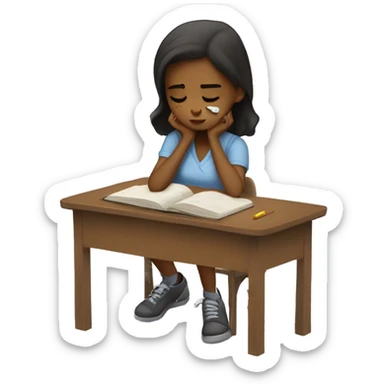 Girl tired of studying and she’s just cry sticker