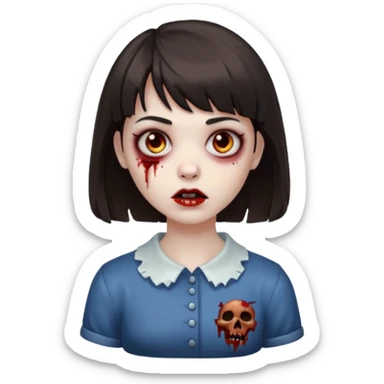 zombie girl emoji dark brown hair and short bangs sticker