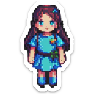 demure girl in pixel art style sticker