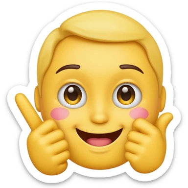 An emoji blushing with the shy finger guns sticker