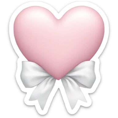 Pastel pink heart with white bow sticker
