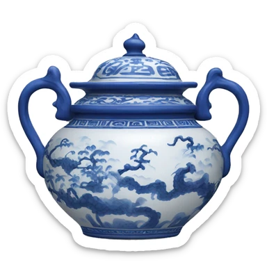 Blue and white oriental pot sticker
