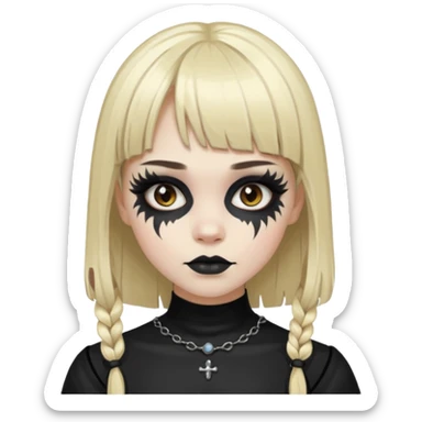 gótica con la cara pintada, pelo marrón oscuro y una mecha rubia en el flequillo  sticker