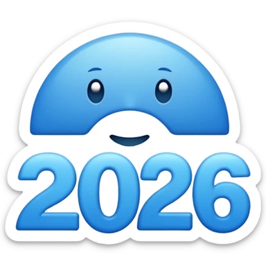 " 2026" text blue  sticker