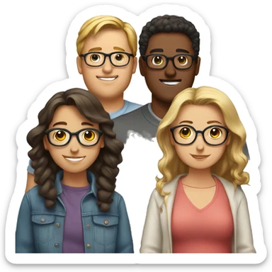 3 friends( 1 guy with spectacles, 1 fat guy and 1 girls) sticker