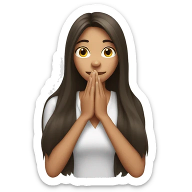 long hair Brunette girl with her Hands covering her mouth sticker