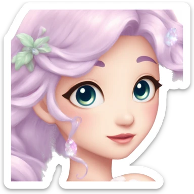 Dreamy pretty elegant kawaii shiny blushing shy anime pastel lady kawaii beautiful hair naturecore fairycore cottagecore jewels trending aesthetic full body sticker