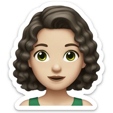 Girl with pale skin, dark brown wavy hair and dark green eyes  sticker