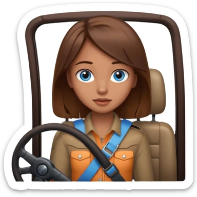 girl in a jeep, blue eyes and brown hair sticker