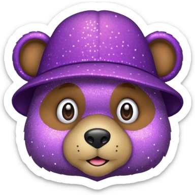 Urso adulto com boné roxo com glitter sticker