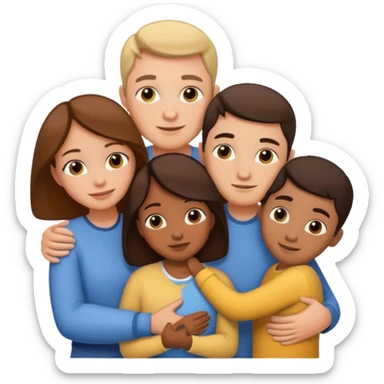 family of 5 hugging each other sticker