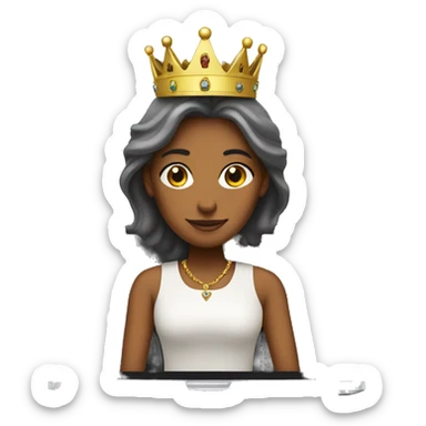 A girl who is a queen on her laptop, with a crown on sticker