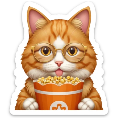 cat with with rapper popcorn with opticals sticker