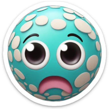 3d sphere with a cartoon whimsical skin texture with big childish eyes sticker