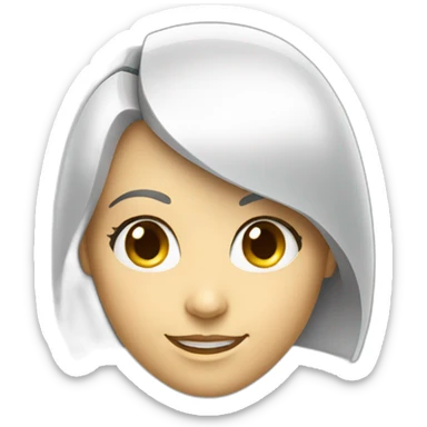 Ai robot assistant, female, face, smiling friendly sticker