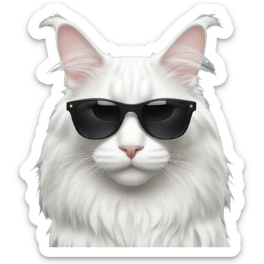 White Maine Coon with black sunglasses sticker