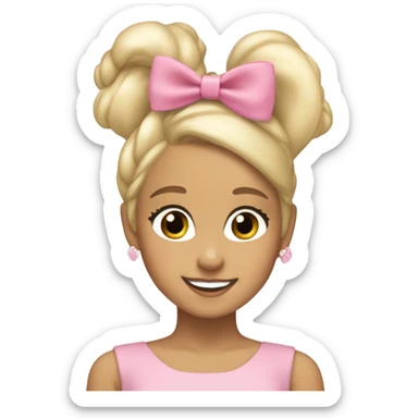 blonde ariana grande with a coquette pink bow on her hair sticker