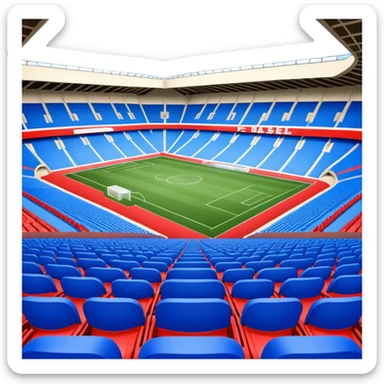 fc basel soccer stadium with blue seats. the name fc basel is written in red seats whereby many red seats form the label within a sea of blue seats sticker