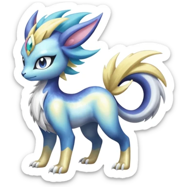 Shiny Sunny furry scaly painted Asian pastel-gradient Absol-Meloetta-Solgaleo-Luxray-Suicune-fusion sticker