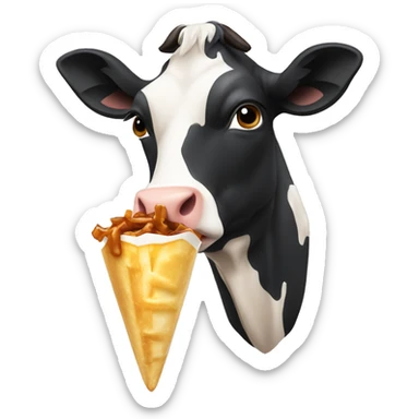 Une vache qui mange poutine  sticker