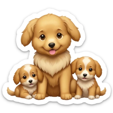 golden dog with its puppies sticker
