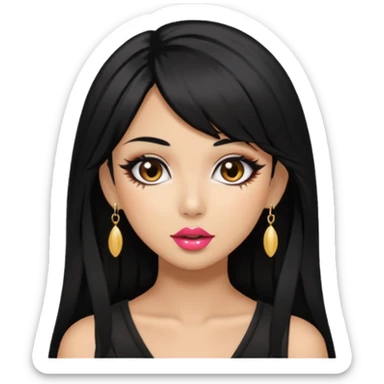 Gyaru girl black hair glossy lips sticker