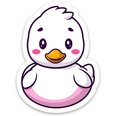 A cheerful cartoon rubber duck with a sweet face and big sparkly eyes sticker