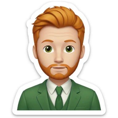 ginger man with bun hair with green suit  sticker