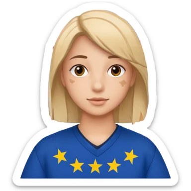 Europe styled student. Europe map with flags inside of the map is on the background  sticker