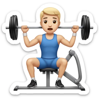 shocked emoji with surprised expression doing lat machine exercise in gym, classic emoji style, variant 2 sticker