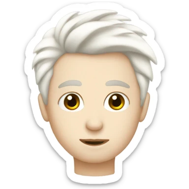 Me with short white wispy hair pale skin sticker
