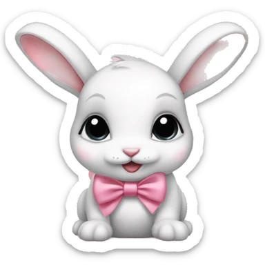 Baby bunny with coquette bow on ear sticker