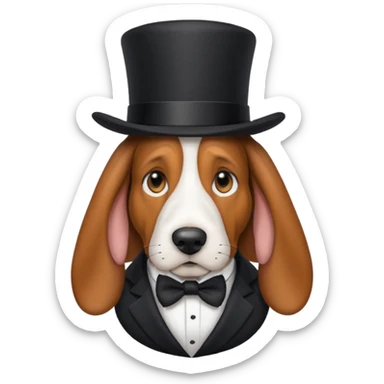 Dog wearing a suit with a top hat make the dog a basset hound  sticker