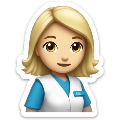 Girl pharmacy dispenser in blue uniform  sticker