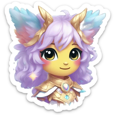 Cute Kawaii Chibi Anthro Sona Colorful Ethereal Pretty see Godly Celestial Shiny Fakemon Full Body sticker