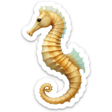 Beautiful and Majestic Sea Horse Portrait Emoji, Head and body rendered in serene repose with a gentle, content smile, showcasing a slender, elegantly curved seahorse with a softly coiled tail and eyes gently closed in peaceful slumber, Simplified yet exquisitely endearing features, highly detailed, glowing with a soft, drowsy aquatic light, high shine, relaxed and utterly enchanting, stylized with an air of majestic marine beauty, soft glowing outline, capturing the essence of a beautiful and majestic seahorse that embodies the enchanting spirit of the ocean! sticker