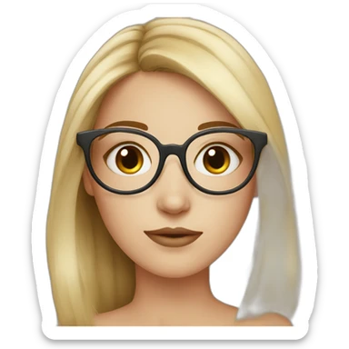 White girl with glasses and mole on chin sticker