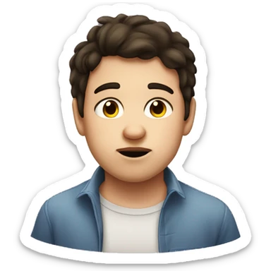 mildly fat brunette boy with wonky nose and acne sticker