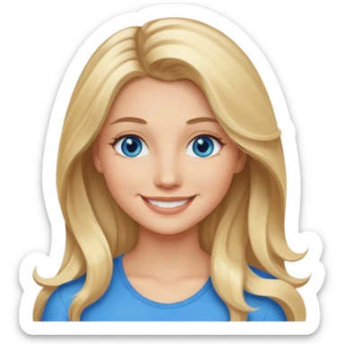 Blonde  balayage long hair Like Rapunzel Trend women blue eyes  sticker