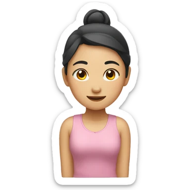 asian girl, stretching sticker