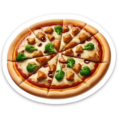 Pizza with chicken teriyaki toppings and Brokkoli Burgundy sticker