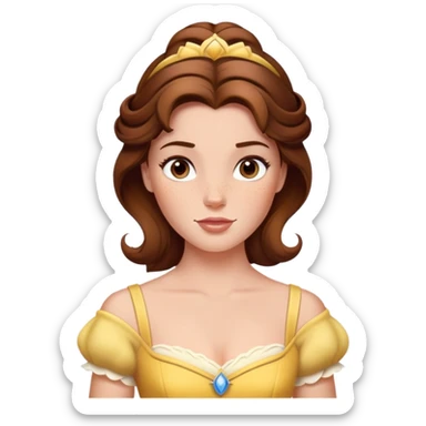 Disney Princess Belle from Beauty and the Beast with brown hair and face with freckles sticker