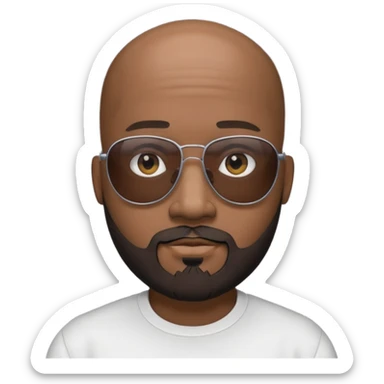 Bald male, Black-lens sunglasses, goatee beard, realistic portrait sticker