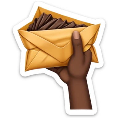 Dark skin tone hand holding wrapper sticker
