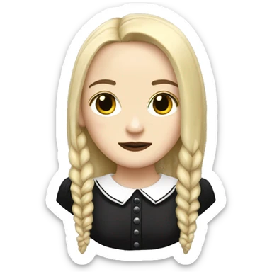 skeleton Wednesday Adams style blond hair  sticker