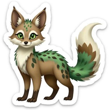 Feral Rare Fantasy Vernid-Trico-species by LiLaiRa, random markings, tufted tail, tufted ears, full body sticker