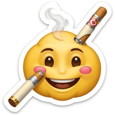 Emoji de cara feliz fumando un cigarrillo  sticker