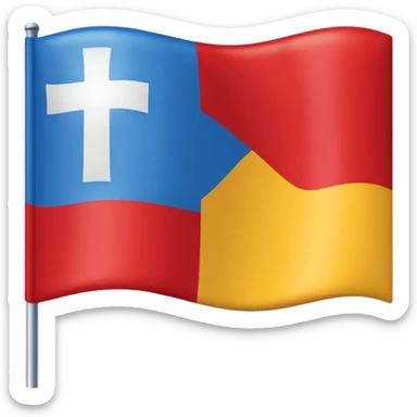 create a flag where the layout is like georgian one big cross for corner. the big cross i want is yellow and top right blue too left red bottom right red bottom left blue sticker