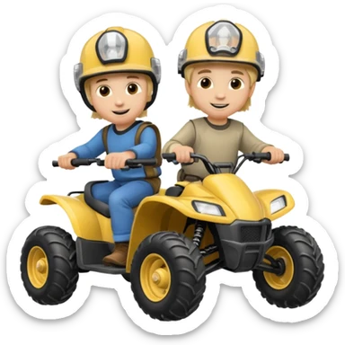 Can you make 2 blonde boys kids riding four wheelers sticker